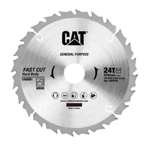 CAT DA08001 184x30mm Ahşap Kesme Elmas, Daire Testere Bıçağı 24 Diş ürün görseli