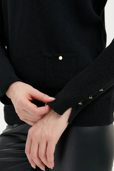 24205 DESEN TRİKO SIFIR YAKA CEPLİ YÜN KAZAK - Resim 3