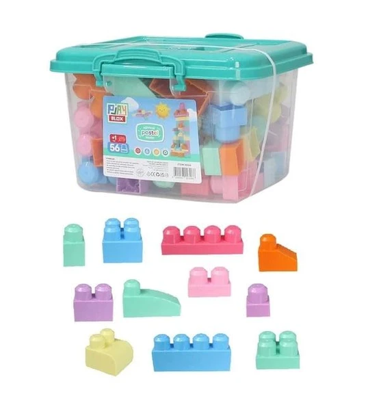 Pastel Renk Parçalı Block 56 Parça Pls Kutu - Resim 3