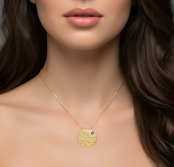 Ayetel Kürsi Yazılı Gümüş Kolye - Rose - Resim 2