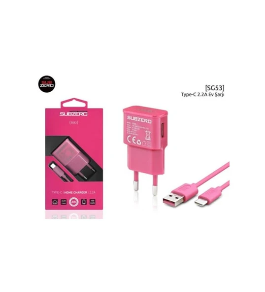 SUBZERO PEMBE  MICRO ŞARJ BAŞLIGI VE KABLOSU - Resim 2