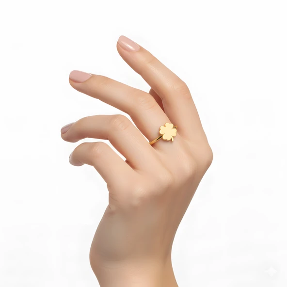 Şans Yoncası Gümüş Yüzük - Rose - Resim 2