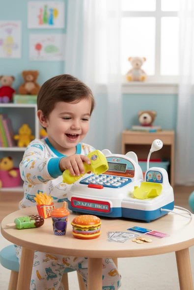 Mikrofonlu Yazar Kasa Oyuncak Seti – Market Alışveriş Oyun Seti ürün görseli 1