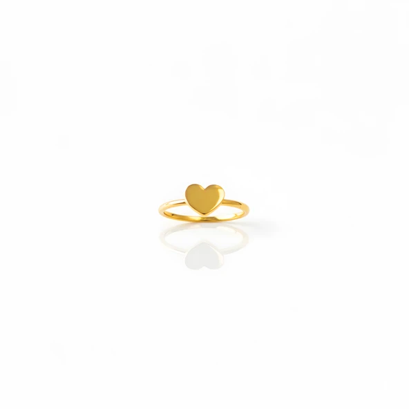 Minik Kalp Gümüş Yüzük - Altın ürün görseli 1