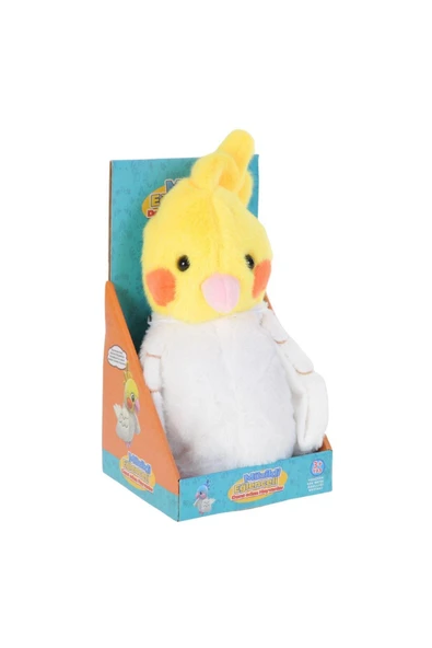 Müzikli Eğlenceli Dans Eden 25 Cm Peluş Papağan – Sarı Beyaz (Yürüyen, Ses Kayıtlı, Müzikli) - Resim 5