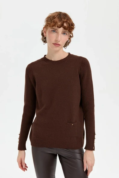 24205 DESEN TRİKO SIFIR YAKA CEPLİ YÜN KAZAK - Resim 12