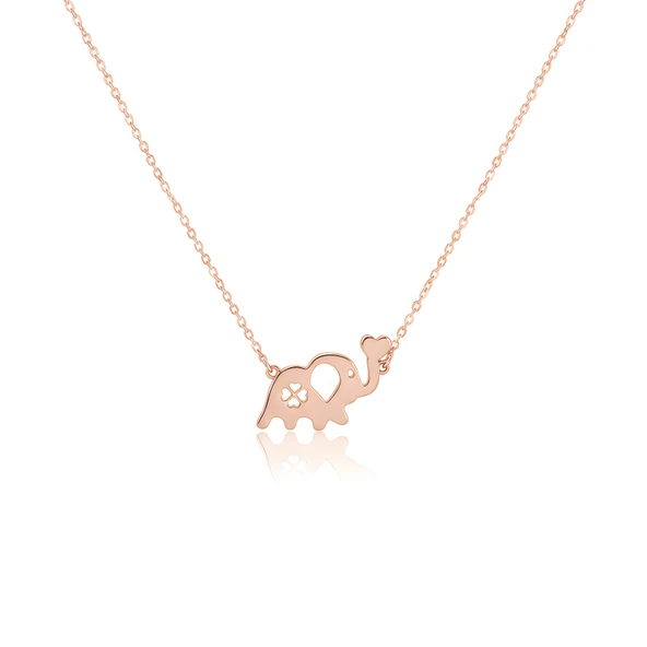 Kalpli Fil Gümüş Kolye - Rose ürün görseli 1