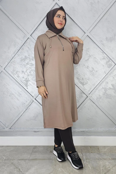 KADIN FERMUARLI BAĞCIKLI TESETTÜR TUNİK - Resim 2