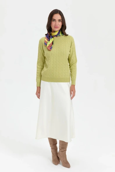 23329 DESEN TRİKO SIFIR YAKA SAÇ ÖRGÜLÜ KAZAK ürün görseli