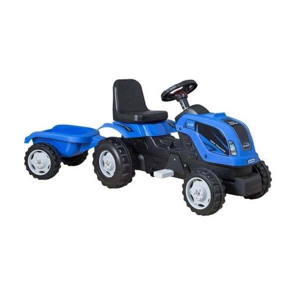 Römorklu Pedallı Mavi Traktör - Resim 2