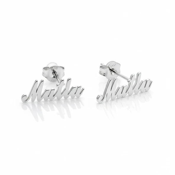 Çivili İsim Küpe - Gümüş ürün görseli 1