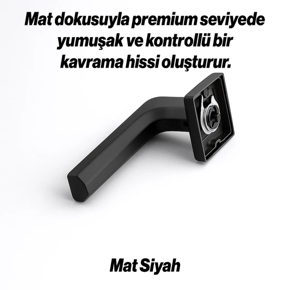 Akdam WC Banyo Kapı Kolu Seti Siyah Modern İçten Kilitlemeli Sessiz Mekanizma Uyumlu Şık Kulp Takımı - Resim 4