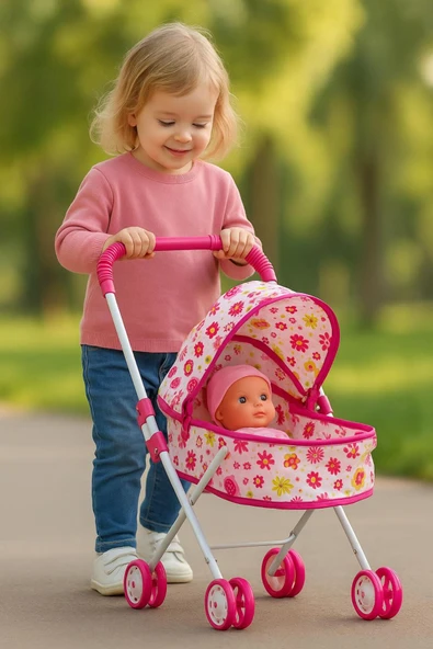 Oyuncak Yataklı Puset Bebek Arabası - Resim 3