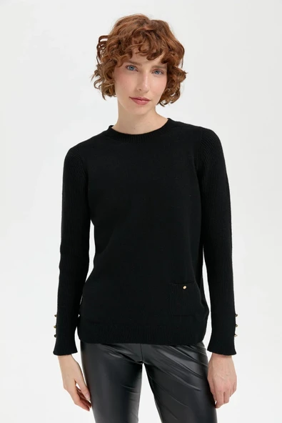 24205 DESEN TRİKO SIFIR YAKA CEPLİ YÜN KAZAK ürün görseli