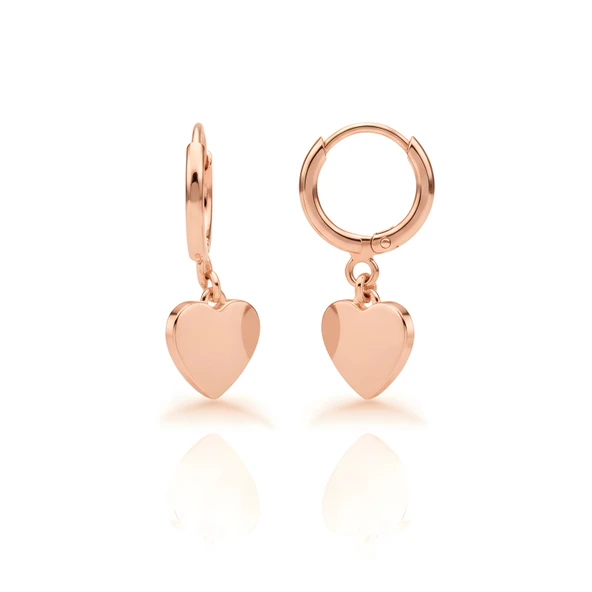 Kalp Gümüş Küpe - Rose ürün görseli 1