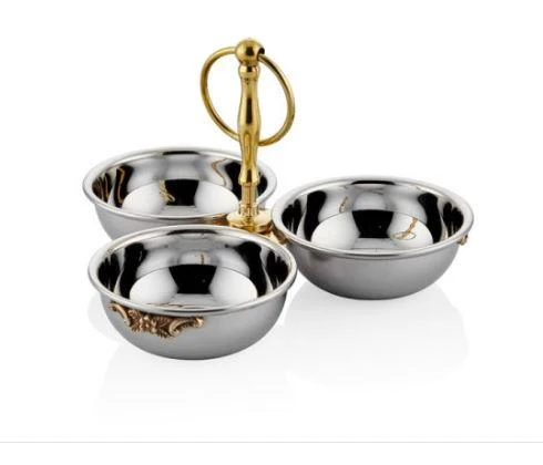 LAMEDORE BLACK PEARL SADE 3 LÜ GOLD DEKORATİF KASE 20X20X12 CM ürün görseli