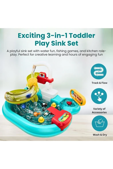 Süper 3 in 1 Lavabo Balık Tutma & Aqua Park Oyun Seti - Resim 3