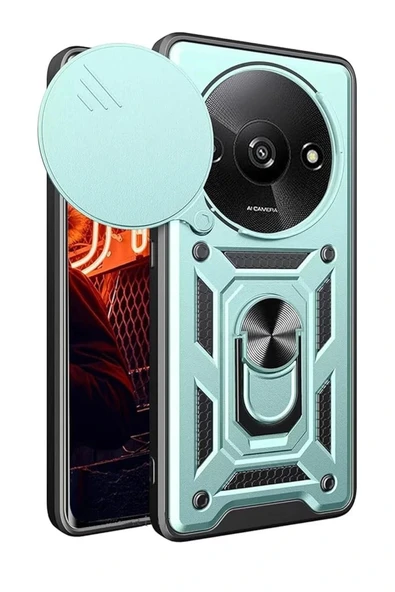 LitaeTrend Xiaomi Redmi A3 4G Kılıf Pars Lens Yüzüklü Silikon - Yeşil ürün görseli 1