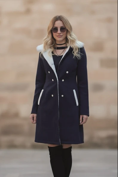 Kışlık Günlük Kaşe Kadın Kaban ürün görseli 1