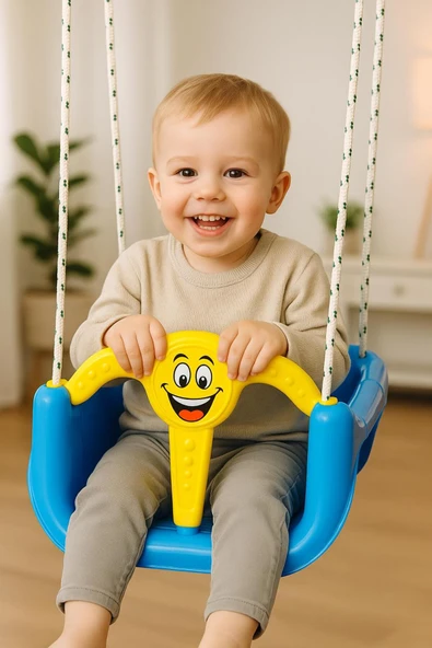 Mavi Renk Ipli Kemerli Koruyuculu Salıncak - Resim 3