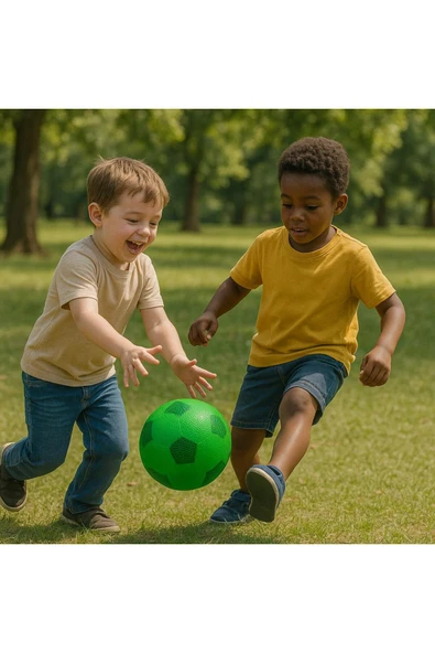 Dayanıklı Renkli Çocuk Futbol Topu – No:5- Yeşil - Resim 3