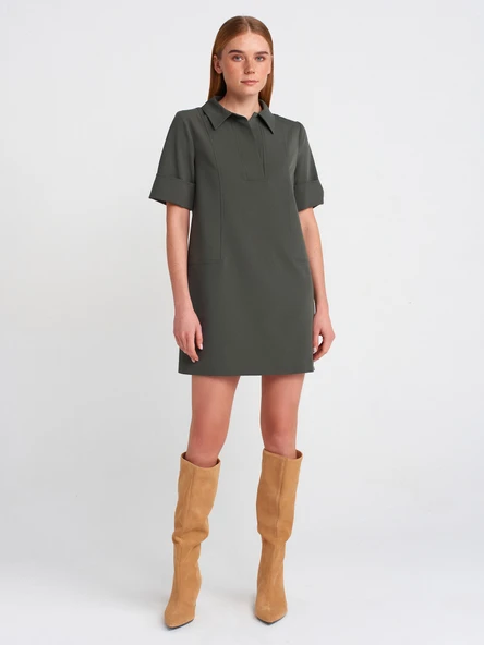 90912 DİLVİN POLO YAKA ELBİSE ürün görseli