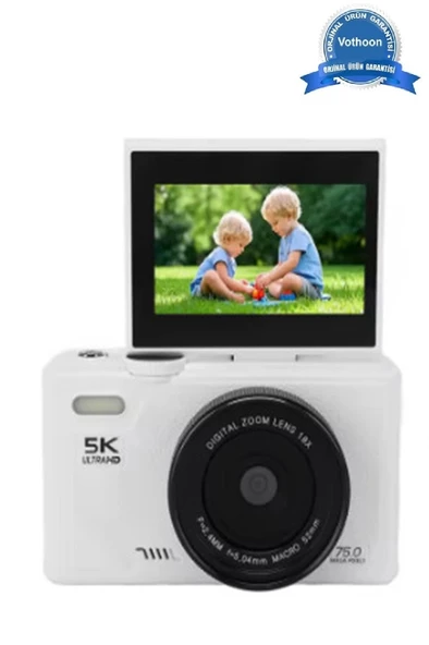 5K 75MP HD Dijital Kamera 18X Dijital Zoom, Flaşlı,3.0 inç Ekranlı Vlog ve Fotoğraf Makinesi ürün görseli