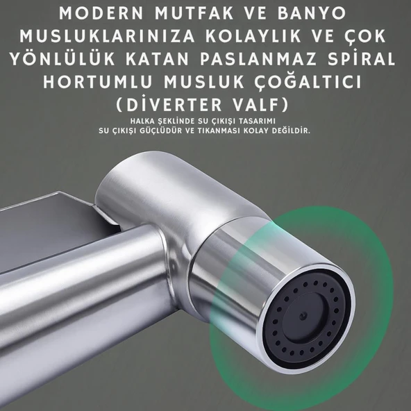 Coofbe Paslanmaz Çelik Sprial Hortum Tuvalet Musluk Seti Taharet Musluğu El Tuvalet Sprey Tabancası - Resim 4