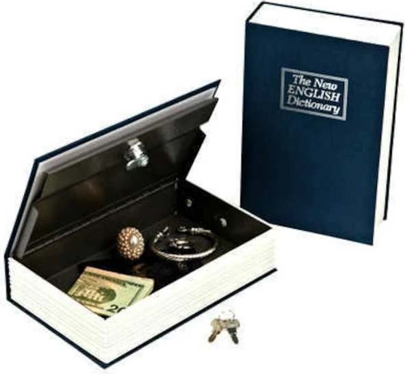 Lacivert Renkli Sözlük Kitap Şeklinde Gizli Kasa Metal Kumbara Kasa Lacivert Dekoratif Hediyelik Kasa Kumbara ürün görseli 1