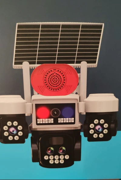 Polis Çakarlı O-kam 5051 3 Kameralı Gece Görüşlü 4g Sim kartlı Güneş Panelli Güvenlik Kamerası ürün görseli