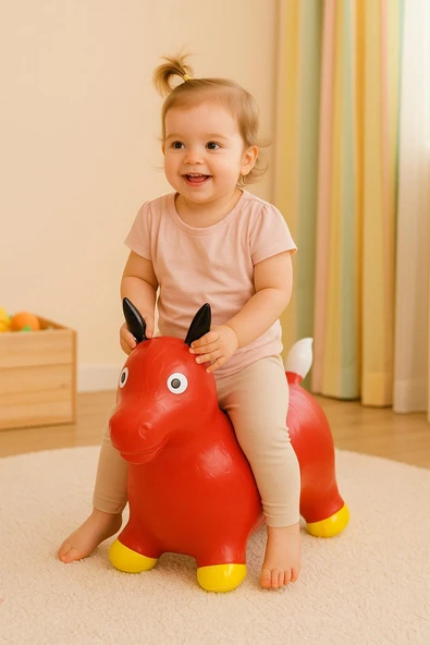 Kırmızı Şişme Binilebilir Oyuncak Hayvan – Denge Geliştirici ürün görseli 1