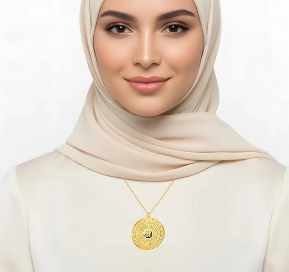 Gümüş Esmaül Hüsna Kolye - Rose - Resim 2