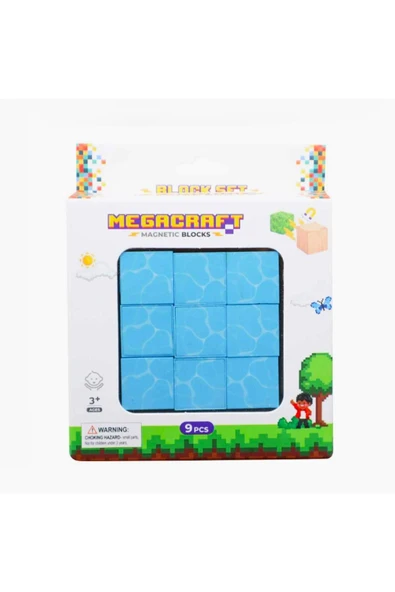 Megacraft Manyetik 9 Parça Bloklar - Su Desenli - Resim 4