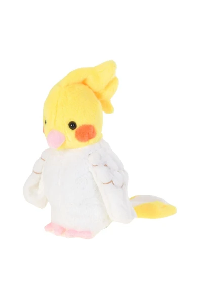 Müzikli Eğlenceli Dans Eden 25 Cm Peluş Papağan – Sarı Beyaz (Yürüyen, Ses Kayıtlı, Müzikli) - Resim 4