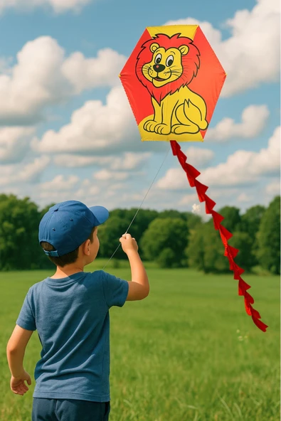 Uçurtma Altıgen Çıtalı Ipli Uçurtma Seti Kanarya Modeli - Resim 7