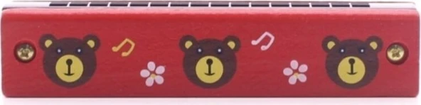 Ahşap Mızıka 16 Delikli Çift Sıralı Renkli Desenli Çocuk Mızıka Çok Renkli Eğlenceli Çocuk Mızıka - Resim 2