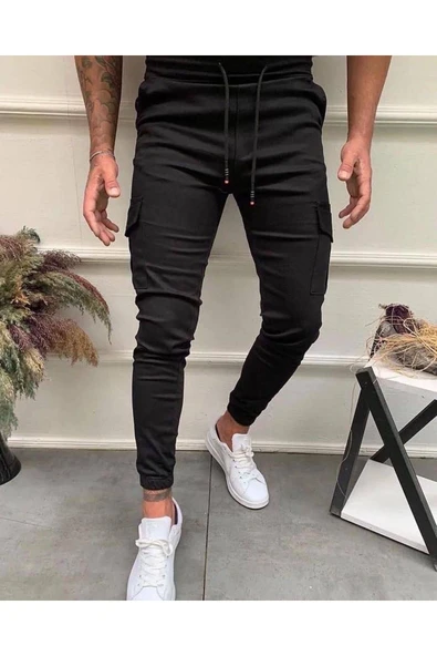 Dizmar Unisex Slim Fit Bel Ve Paça Lastikli Kargo Pantolon ürün görseli 1