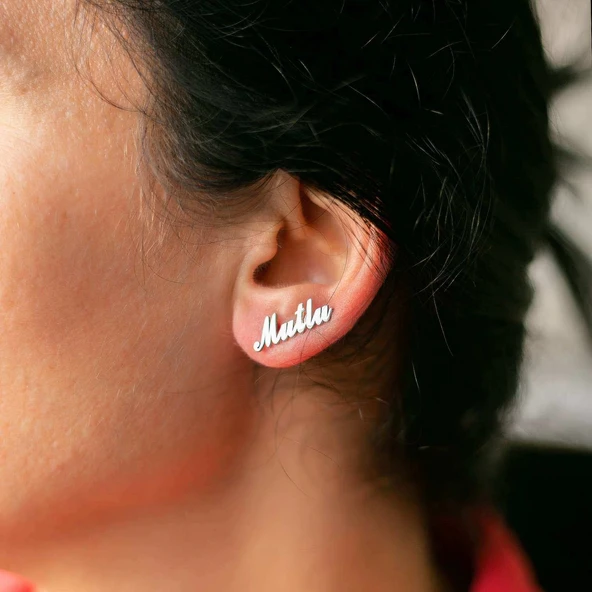 Çivili İsim Küpe - Altın - Resim 2