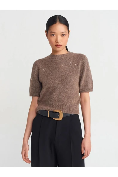 10703 DİLVİN BİSİKLET YAKA PULLU SİMLİ TRİKO KAZAK - Resim 8