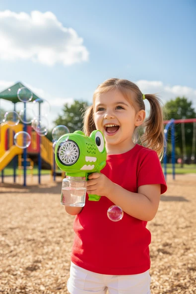 Yeşil Dinozor Figürlü Baloncuk Tabancası – Bubble Gun - Resim 3