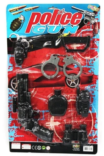 Kartela Büyük Kelepçeli Polis Seti - Resim 3