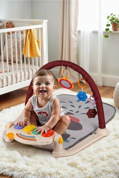 Babycim Piyanolu Gökkuşağı Oyun Halısı - Resim 4