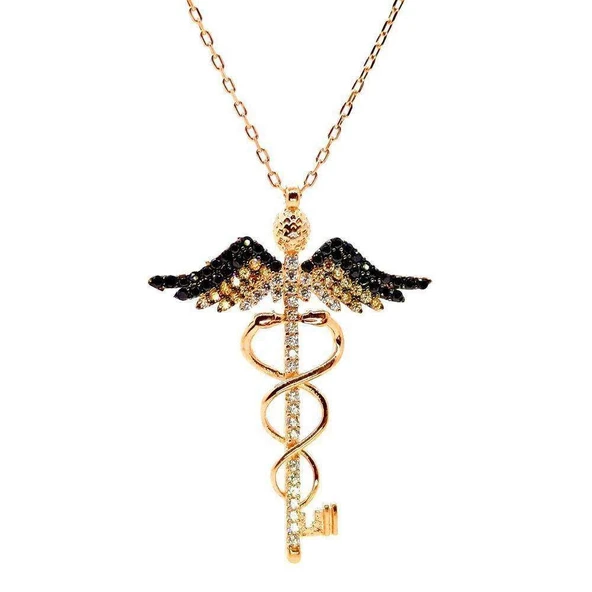 Melek Kanadı Kadüse Gümüş Kolye - Altın ürün görseli 1