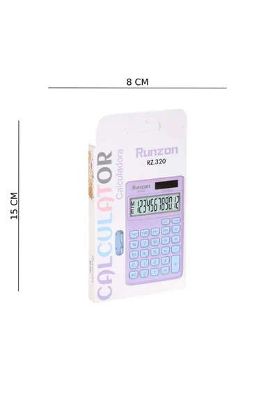 Runzon RZ.320 12 Haneli Masaüstü Güneş Enerjili Hesap Makinesi – Pembe ve Mavi Renk Seçenekli - Resim 7
