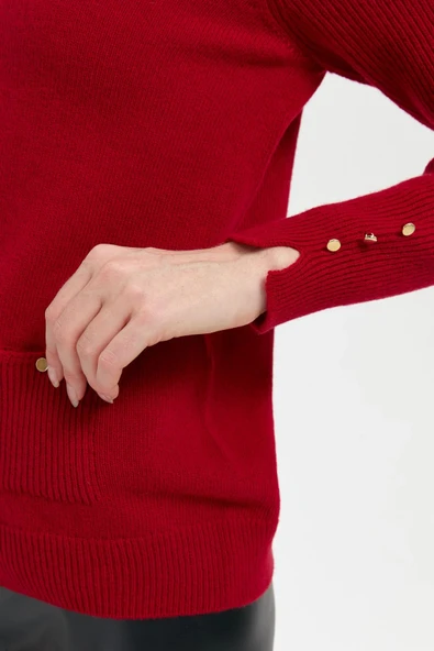 24205 DESEN TRİKO SIFIR YAKA CEPLİ YÜN KAZAK - Resim 11