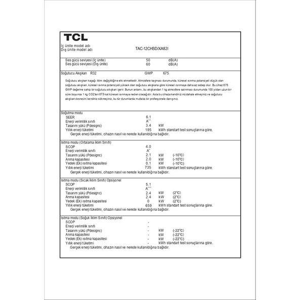 TCL Elite TAC-12CHSD-XA82I A++ Enerji Sınıfı 12000 BTU Inverter Duvar Tipi Klima - Resim 5