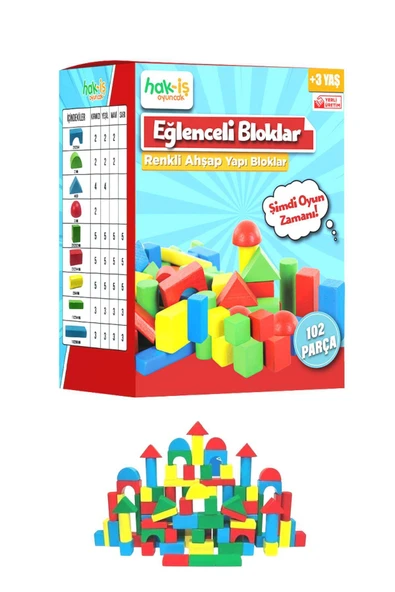Hak-İş Oyuncak Eğitici Renkli Ahşap Bloklar 102 Parça - Resim 4