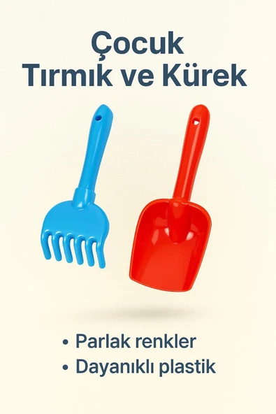 Renkli Plastik Çocuk Kürek ve Tırmık Seti – Plaj ve Kum Oyunları İçin - Resim 6