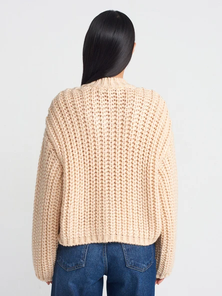 60960 DİLVİN BİS. YAKA YUMUŞAK DOKULU CEPLİ DÜĞ.TRİKO HIRKA - Resim 4