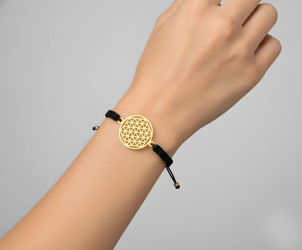 Yaşam Çiçeği Gümüş İpli Bileklik - Gümüş - Resim 2